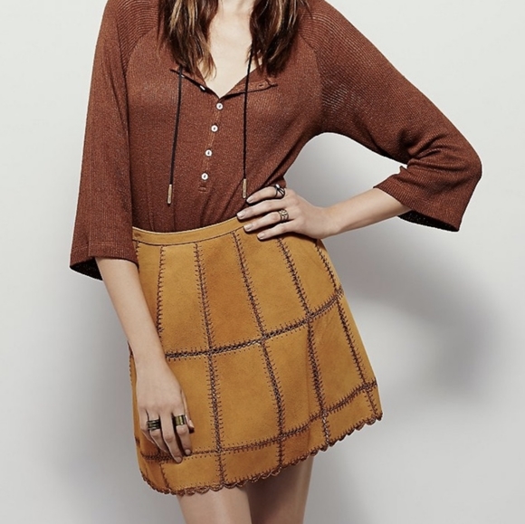Free People Piece Out (Real Leather) Skirt - Picture 3 of 6